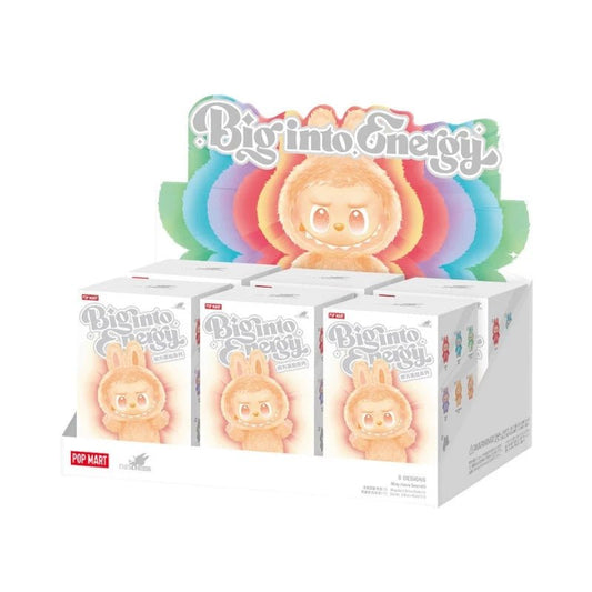 Sealed display box of THE MONSTERS Big Into Energy vinyl plush blind boxes – Pop Mart collectible – includes 12 random pendants